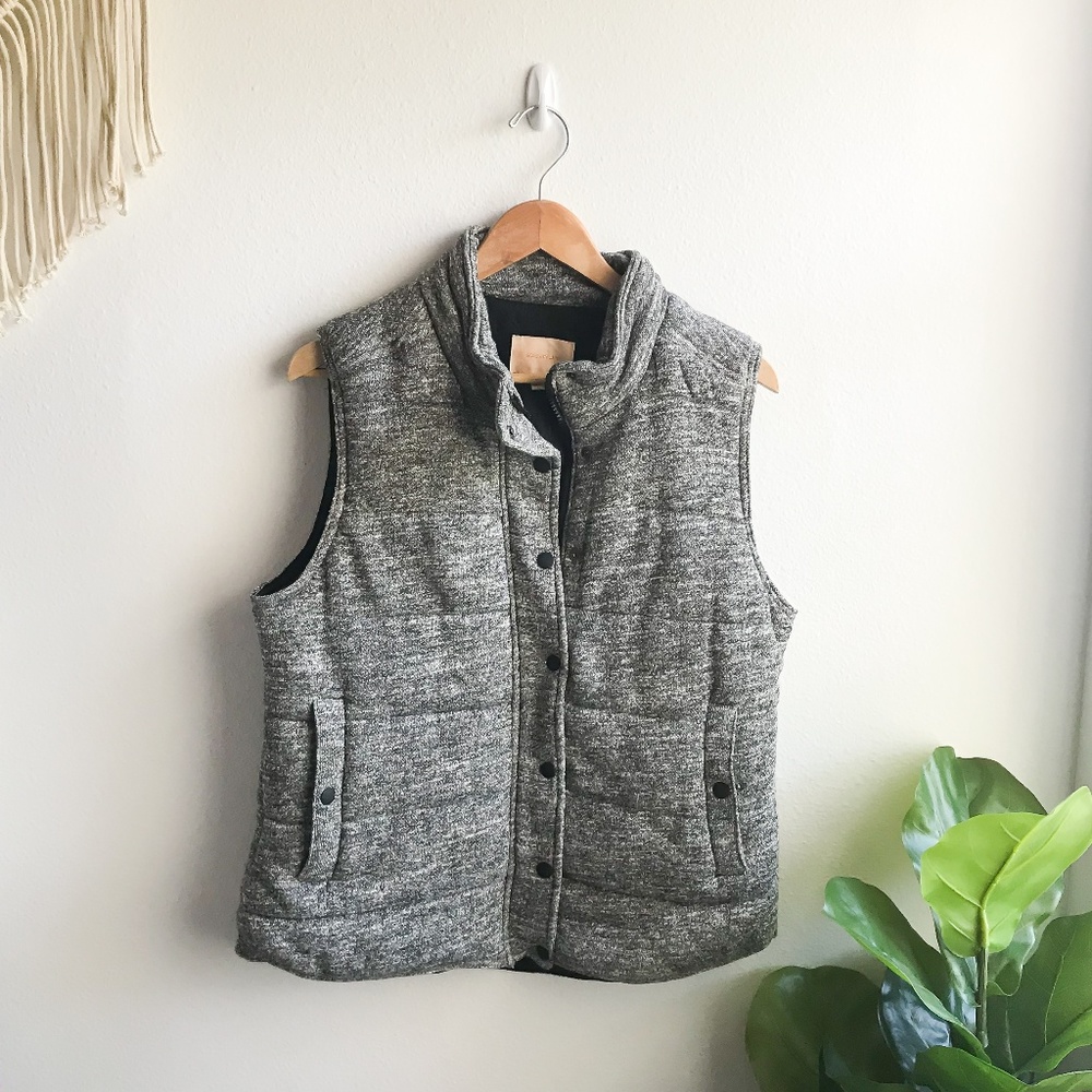 Anthropologie Skies Are Blue Puffer Vest Gray L